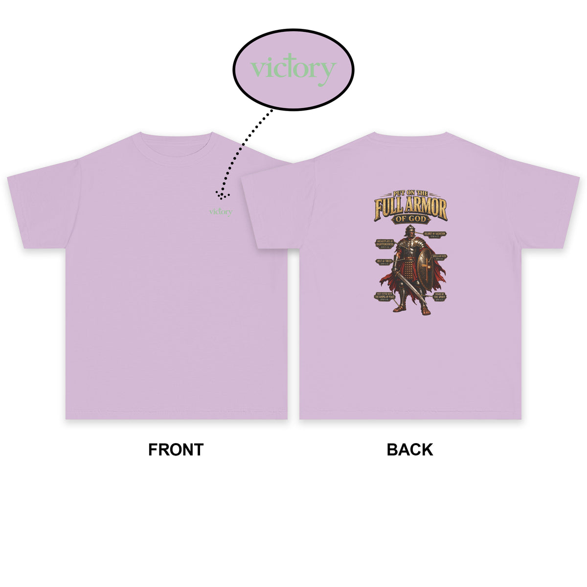 Youth Tee — "Put On The Full Armor of God" Christian Graphic