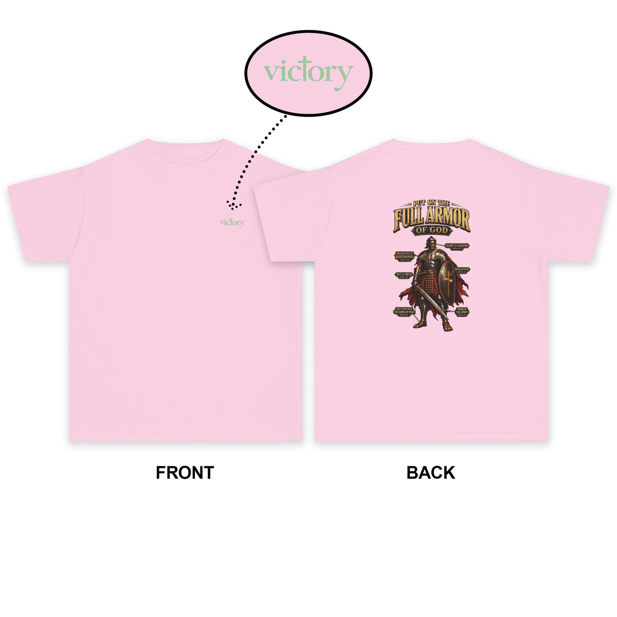 Youth Tee — "Put On The Full Armor of God" Christian Graphic