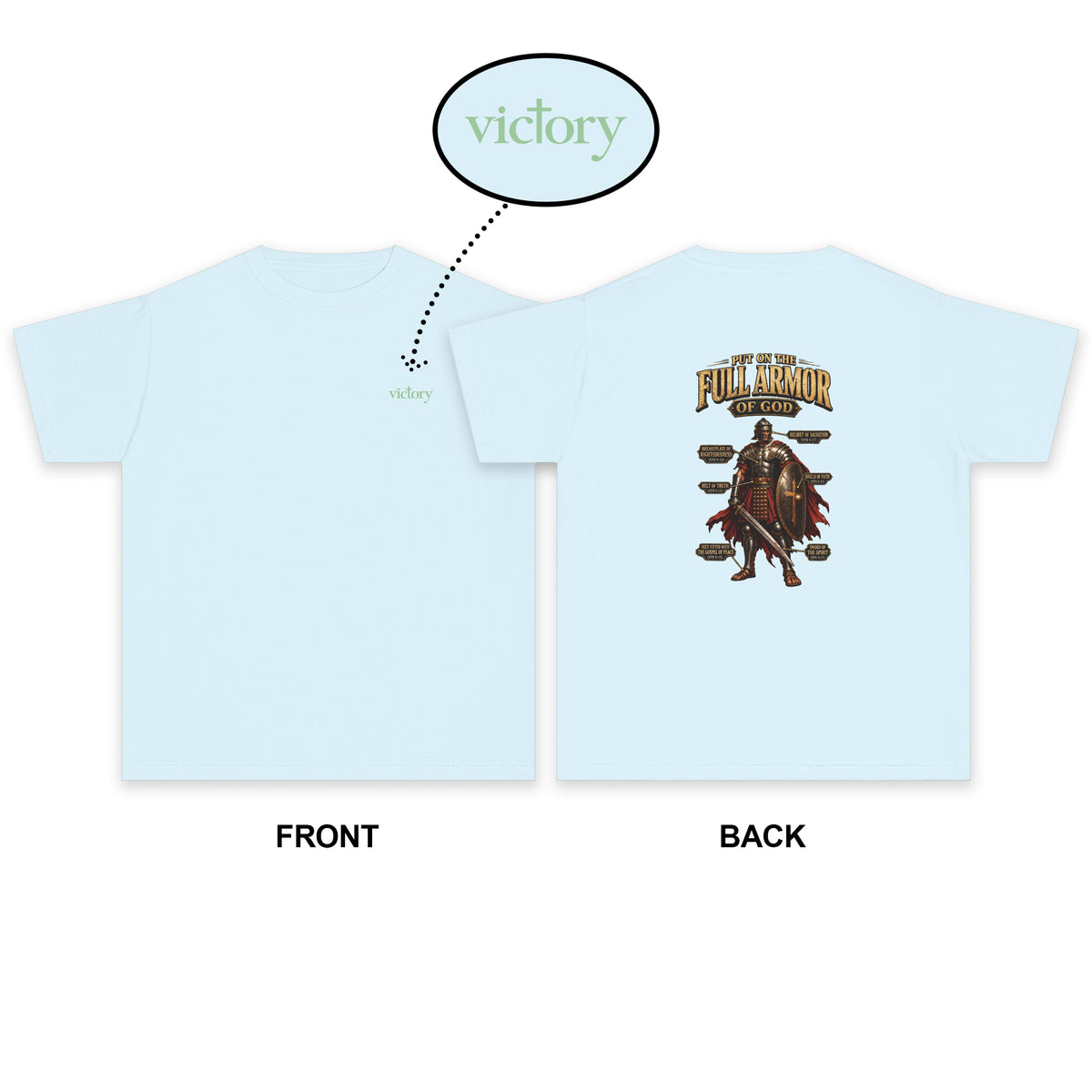 Youth Tee — "Put On The Full Armor of God" Christian Graphic