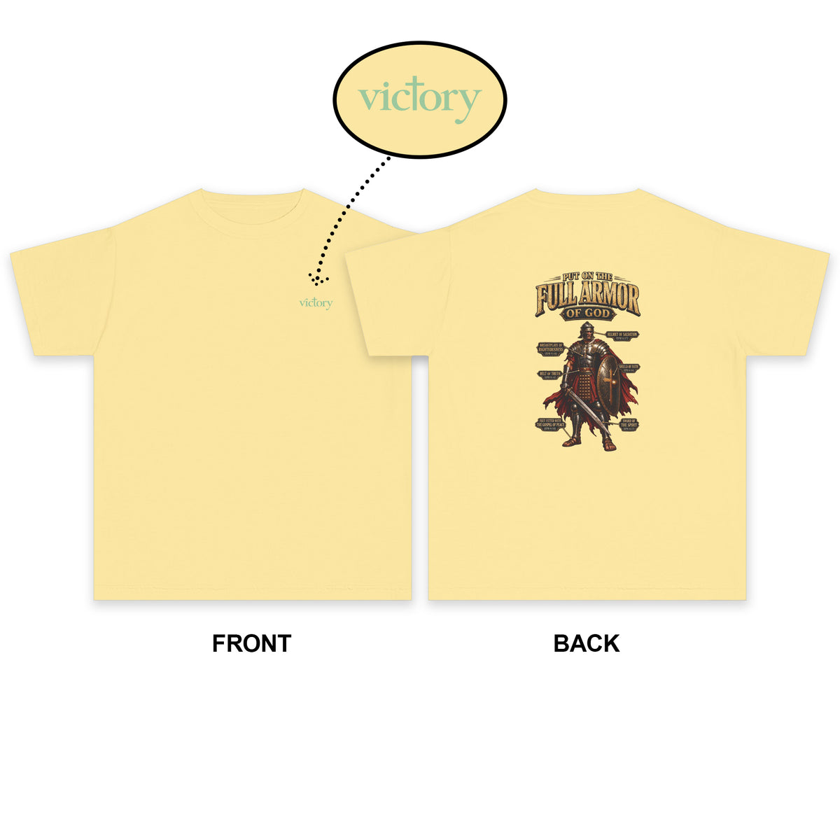 Youth Tee — "Put On The Full Armor of God" Christian Graphic