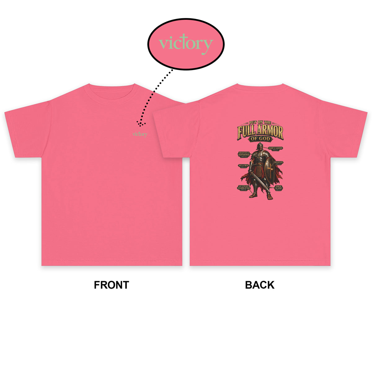 Youth Tee — "Put On The Full Armor of God" Christian Graphic