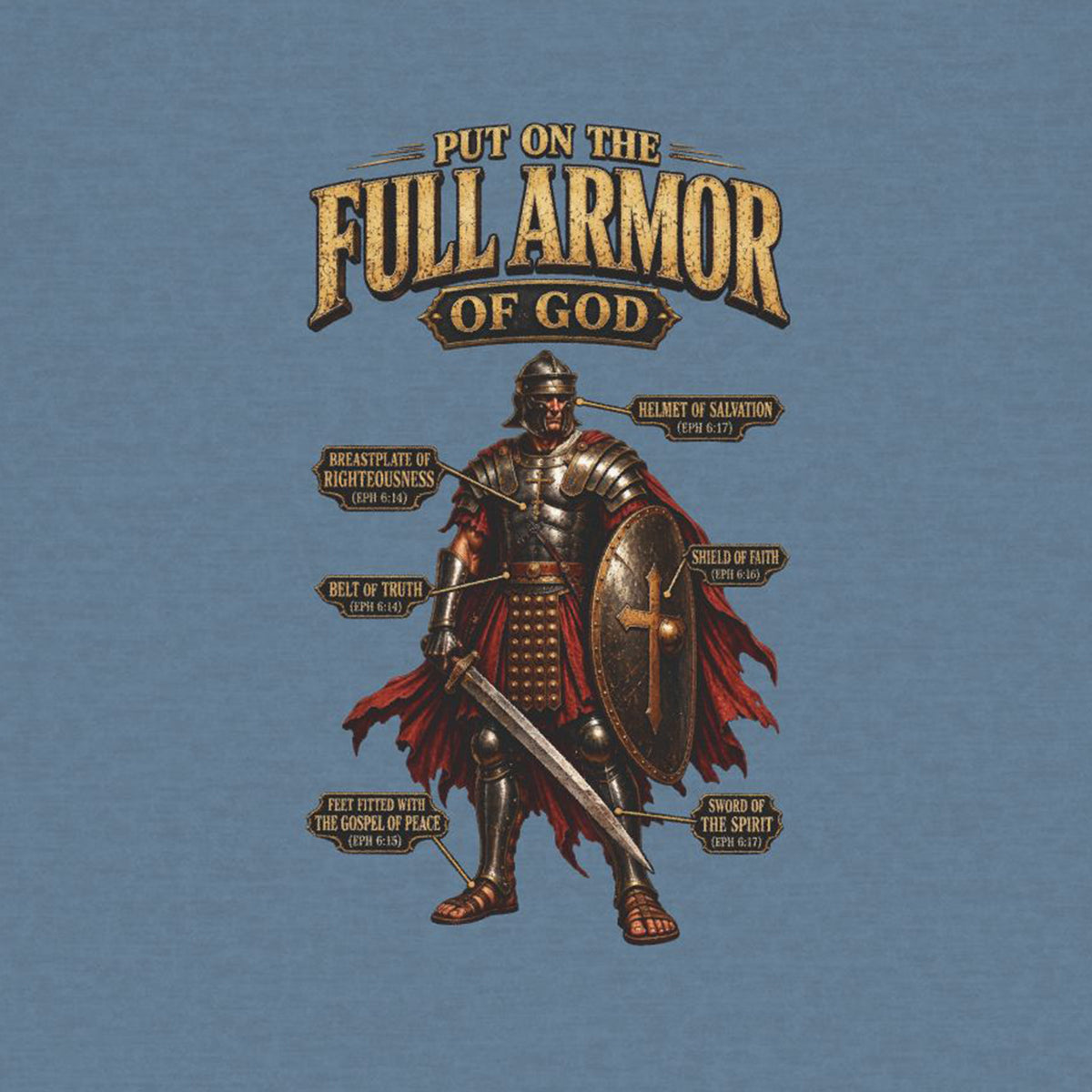 Youth Tee — "Put On The Full Armor of God" Christian Graphic