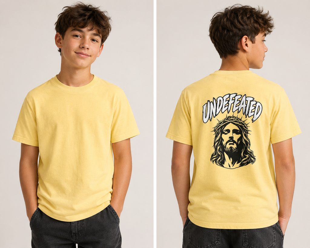 Undefeated Jesus Youth Tee — Christian Inspirational Graphic T-Shirt