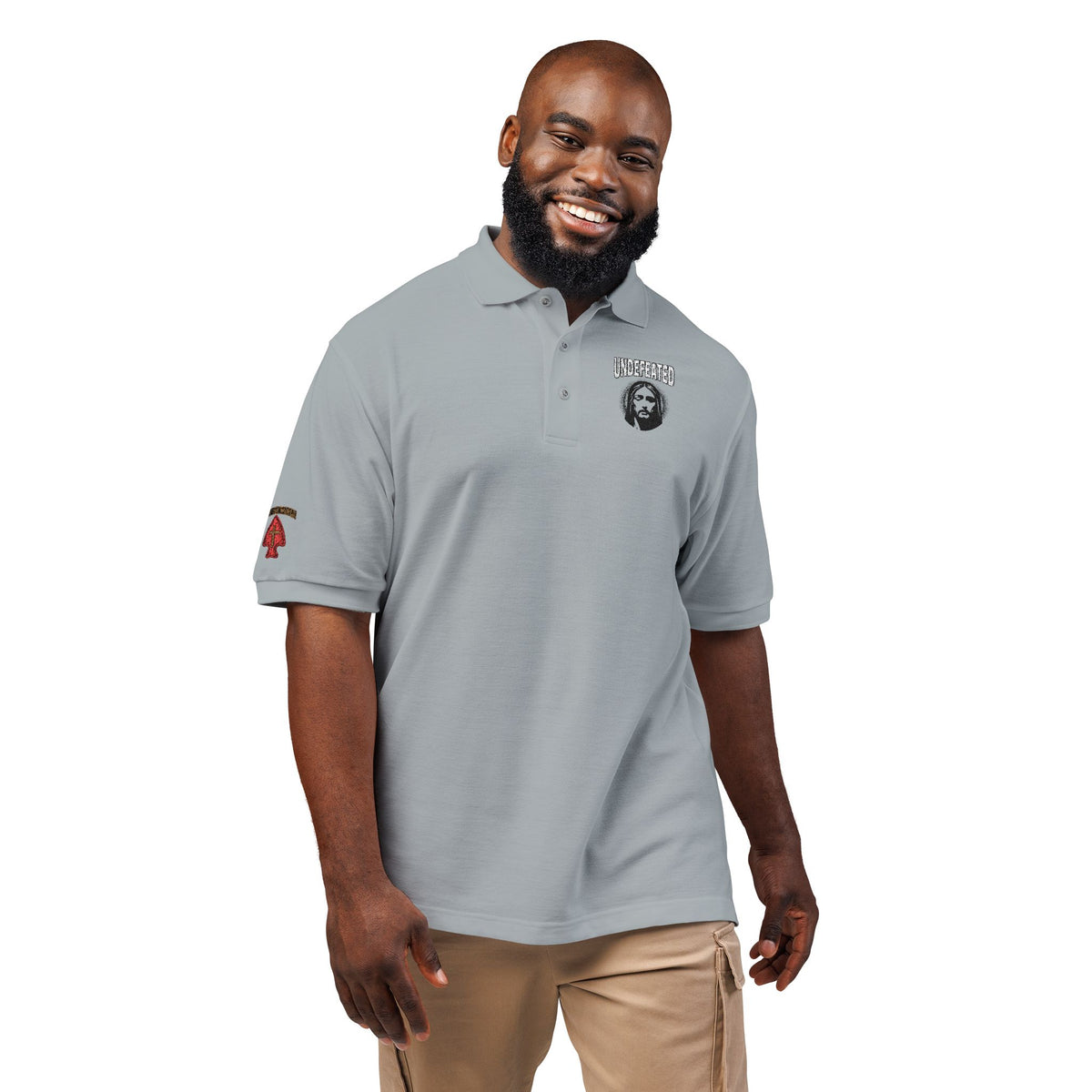 Embroidered 'Jesus' Portrait Polo — Up To 5XL