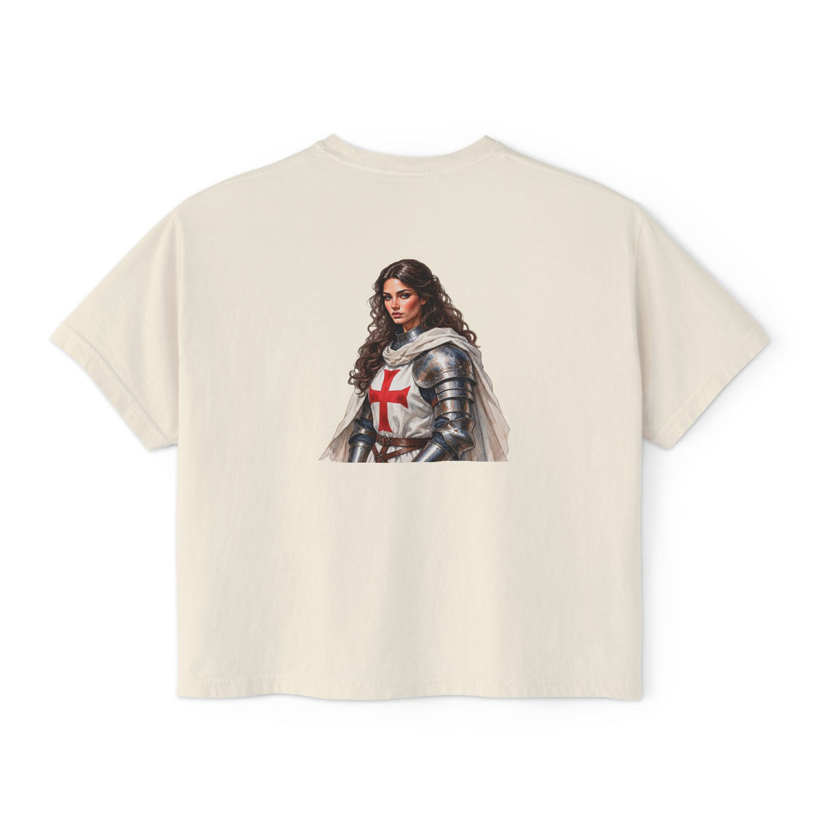 Women's Boxy Tee — Knight Armor Graphic Tee (Templar Cross)