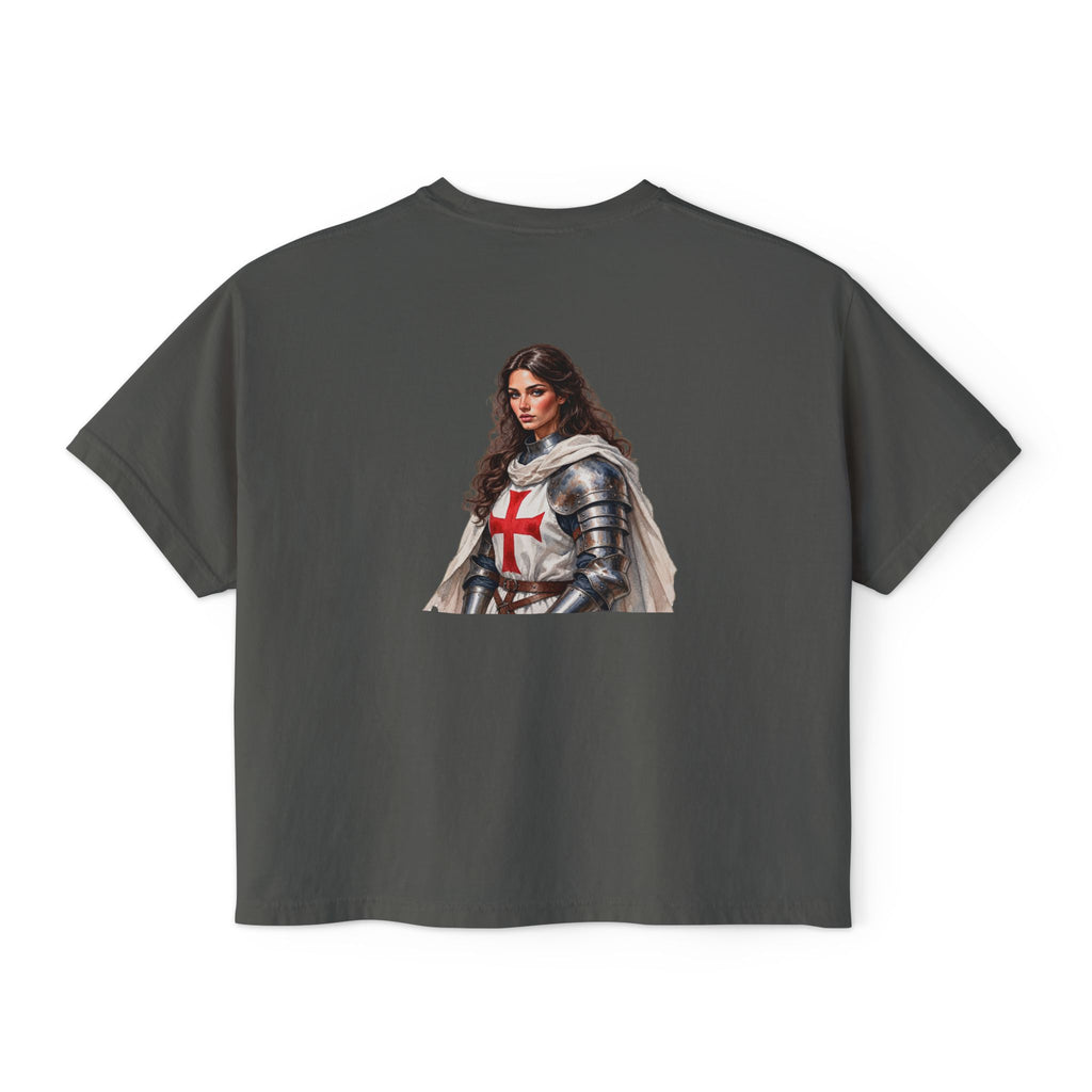 Women's Boxy Tee — Knight Armor Graphic Tee (Templar Cross)
