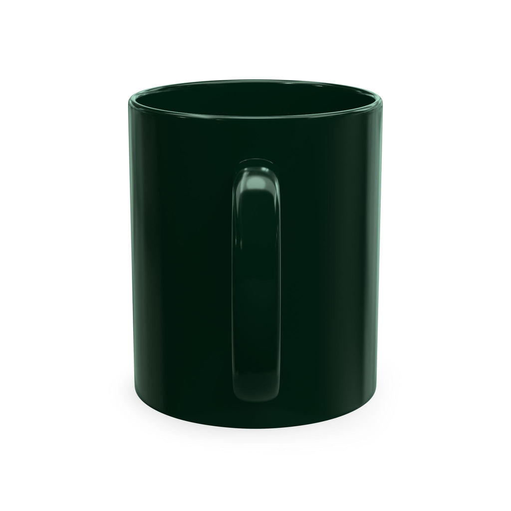 Undefeated Ceramic Mug — Black Motivational Coffee Cup with Vintage Portrait