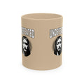 Undefeated Ceramic Mug — Black Motivational Coffee Cup with Vintage Portrait