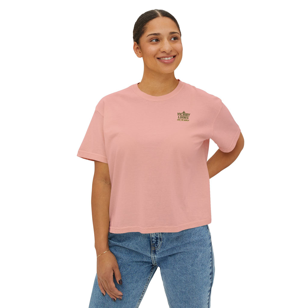 Women's Boxy Tee — Knight Armor Graphic Tee (Templar Cross)