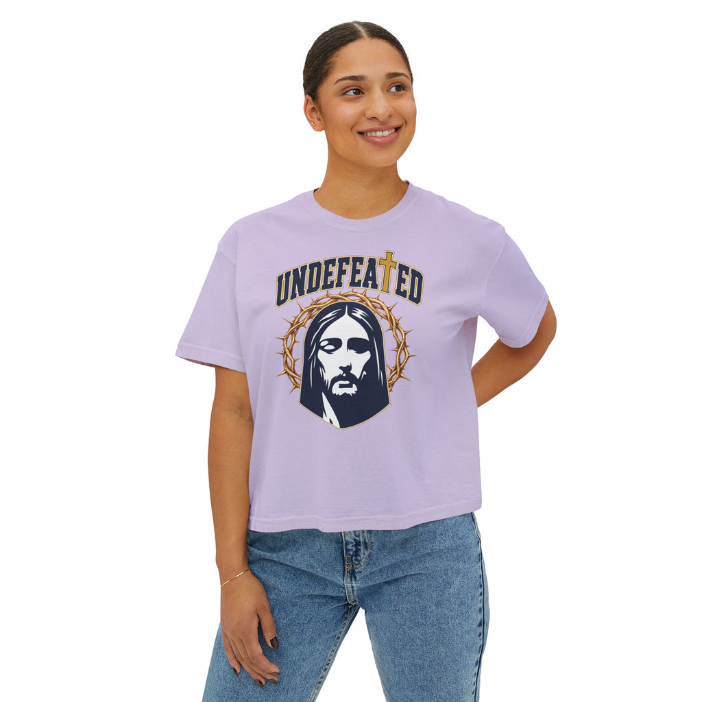 Undefeated Jesus Boxy Tee — For Women