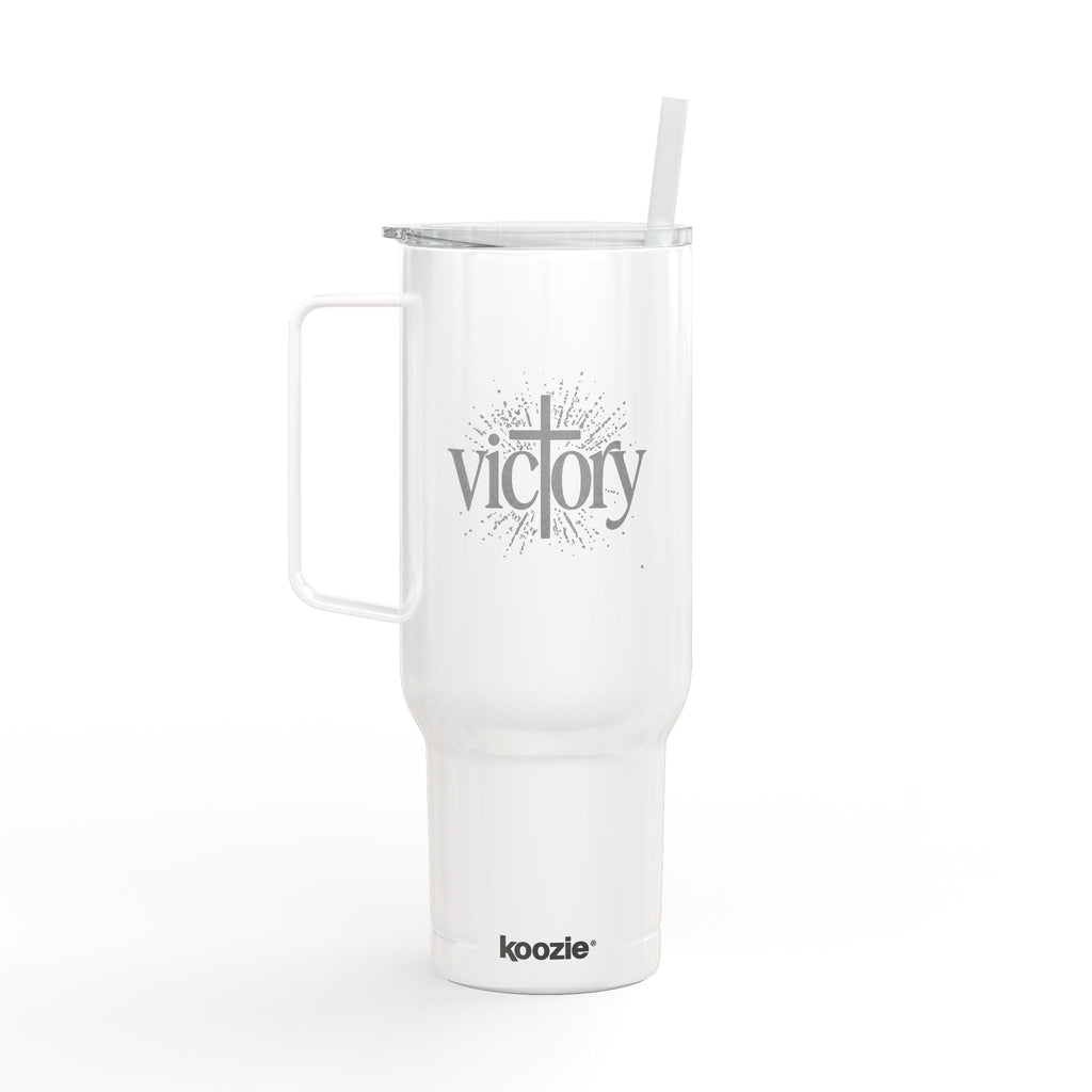 40oz Engraved Insulated Tumbler with Handle & Lid — 'Victory' Splash Design