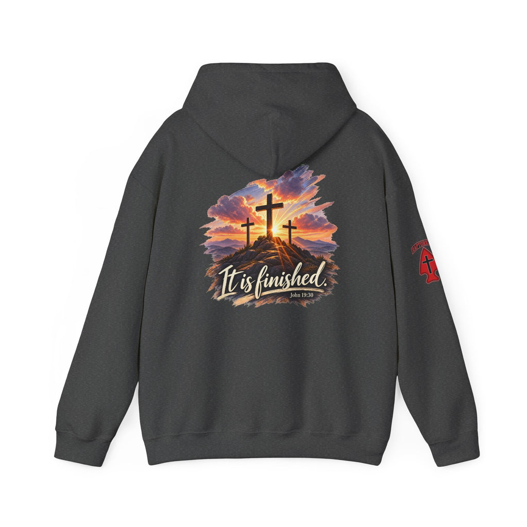 Hoodie - 'It Is Finished' Three Crosses Christian Pullover Up To 5XL