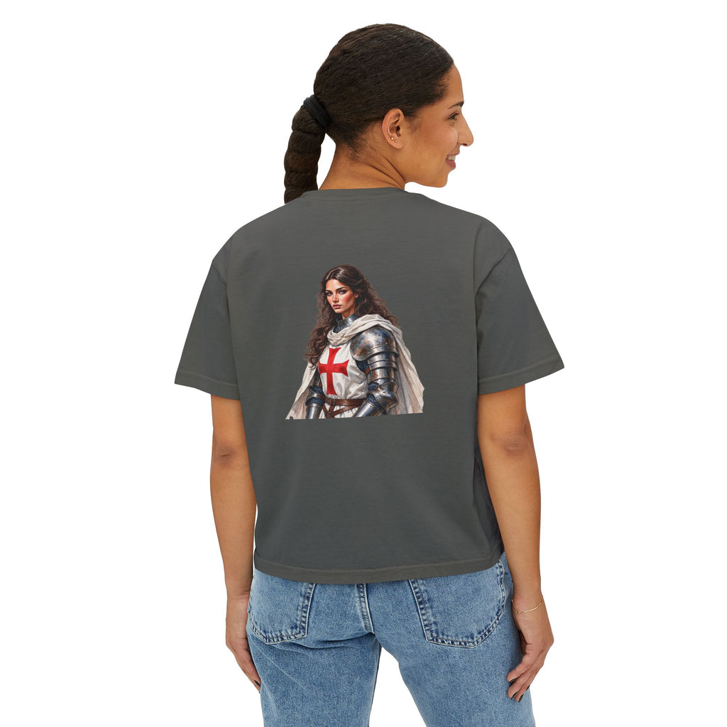 Women's Boxy Tee — Knight Armor Graphic Tee (Templar Cross)