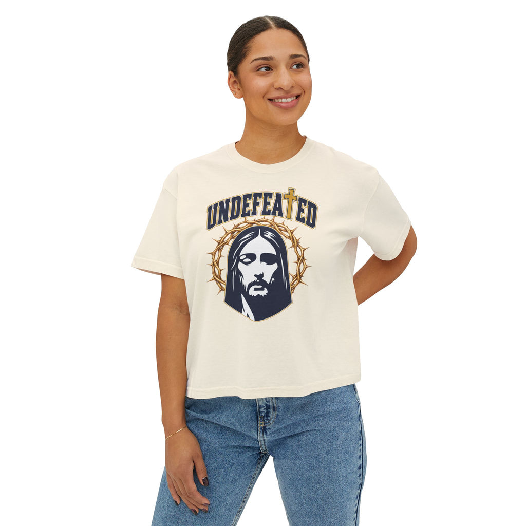 Undefeated Jesus Boxy Tee — For Women