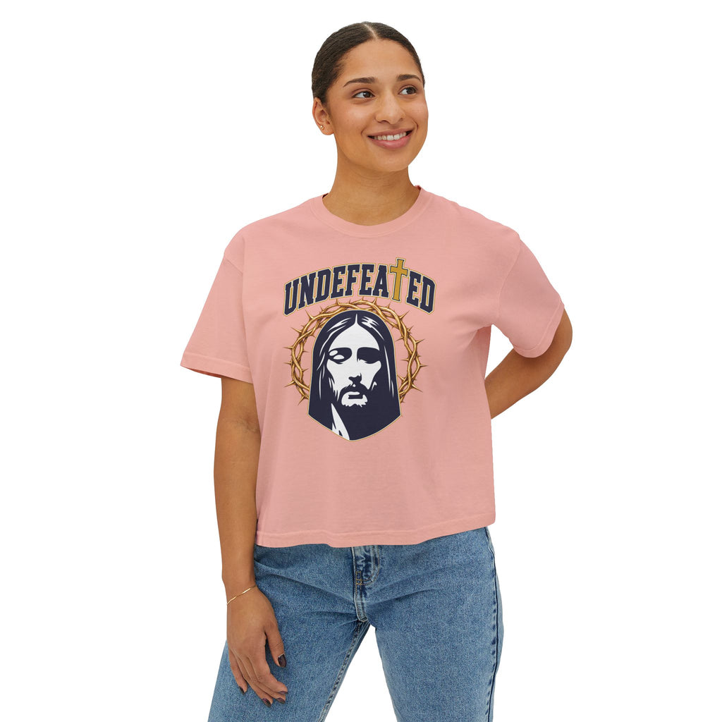 Undefeated Jesus Boxy Tee — For Women