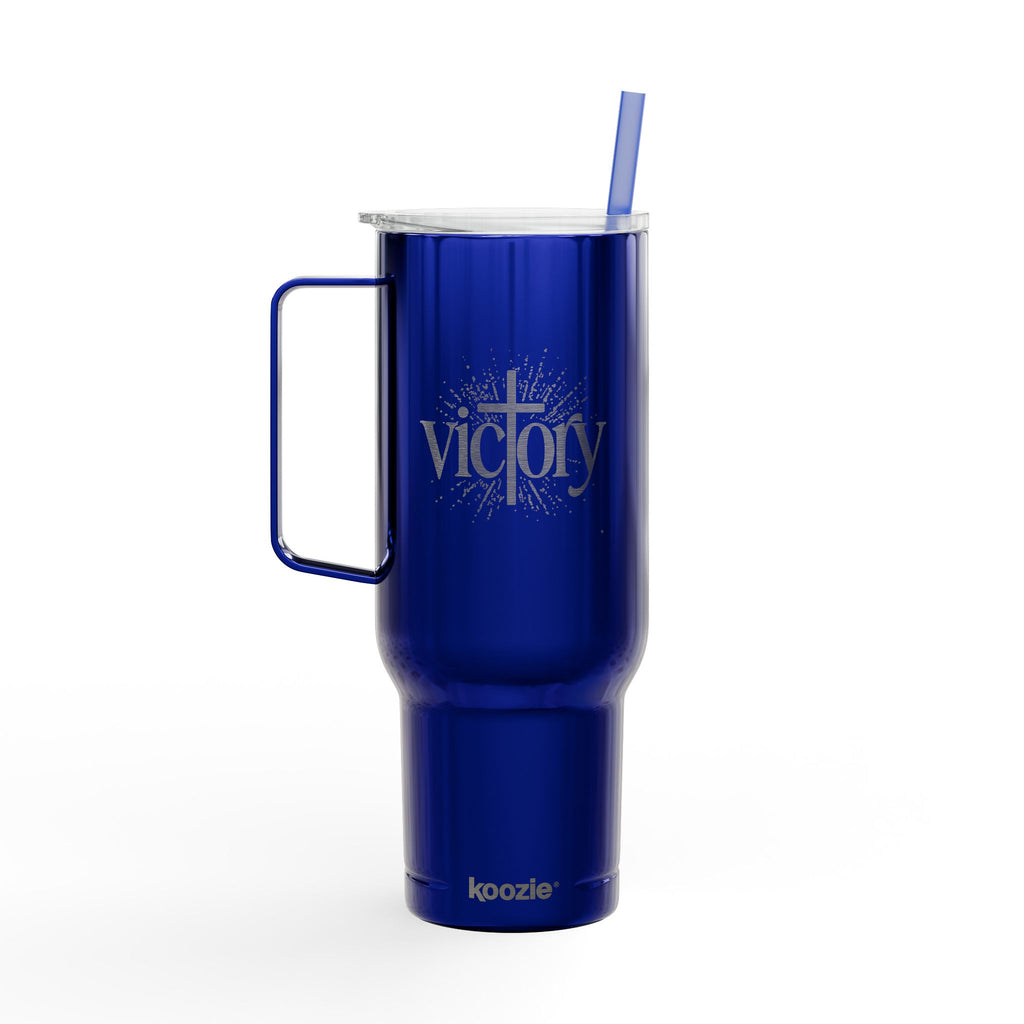 40oz Engraved Insulated Tumbler with Handle & Lid — 'Victory' Splash Design