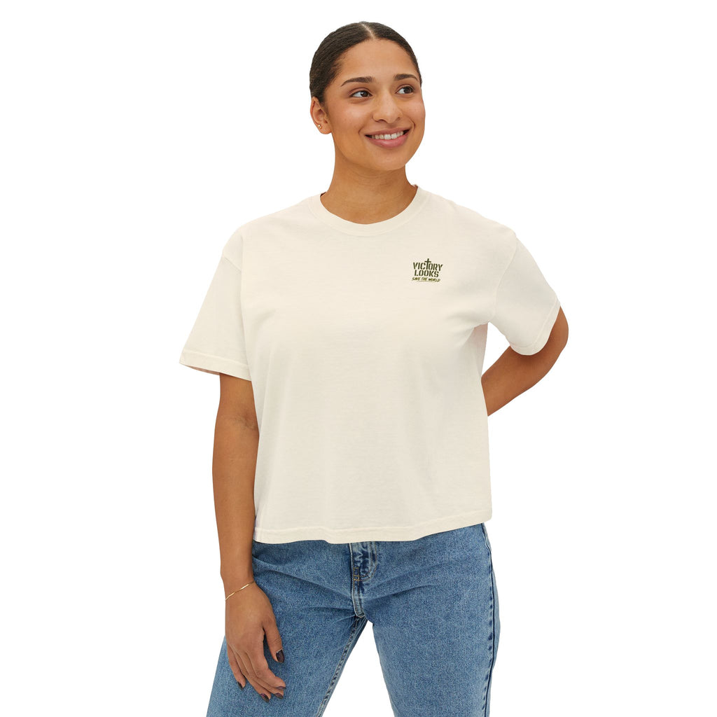Women's Boxy Tee — Knight Armor Graphic Tee (Templar Cross)