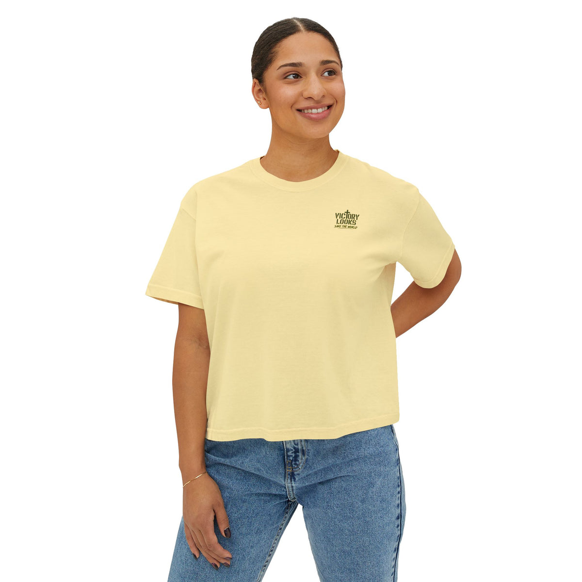 Women's Boxy Tee — Knight Armor Graphic Tee (Templar Cross)