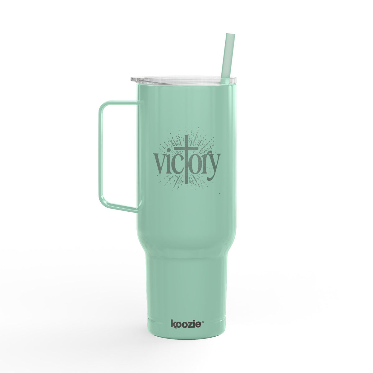 40oz Engraved Insulated Tumbler with Handle & Lid — 'Victory' Splash Design