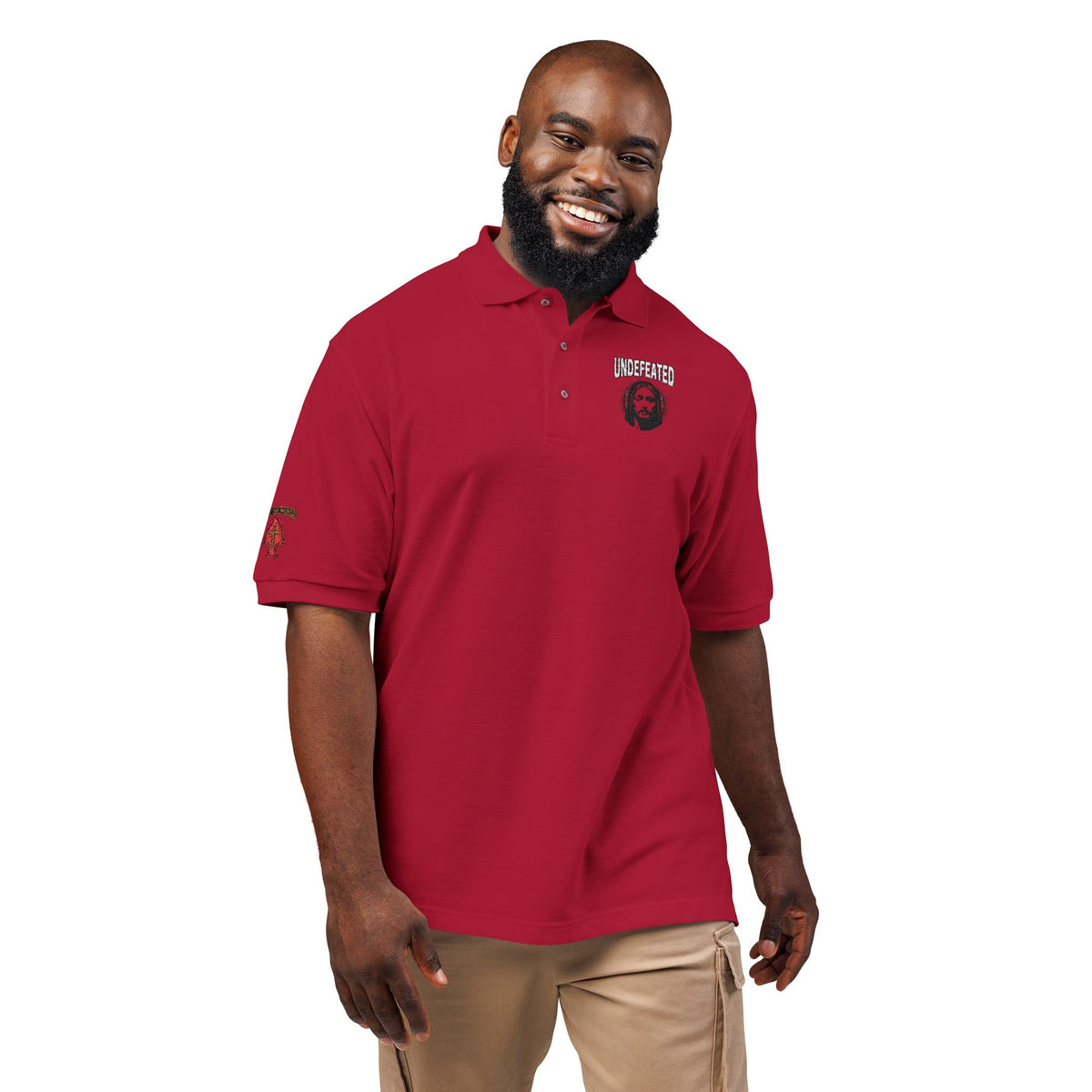 Embroidered 'Jesus' Portrait Polo — Up To 5XL
