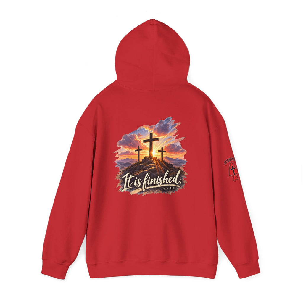Hoodie - 'It Is Finished' Three Crosses Christian Pullover Up To 5XL