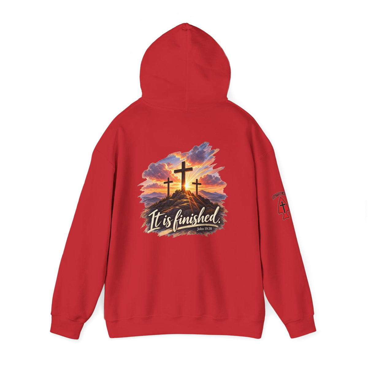 Hoodie - 'It Is Finished' Three Crosses Christian Pullover Up To 5XL