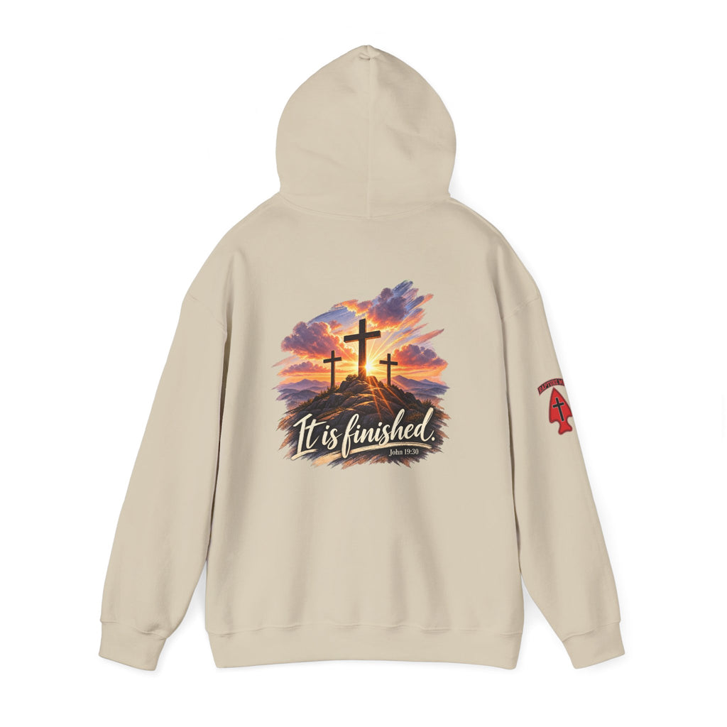 Hoodie - 'It Is Finished' Three Crosses Christian Pullover Up To 5XL
