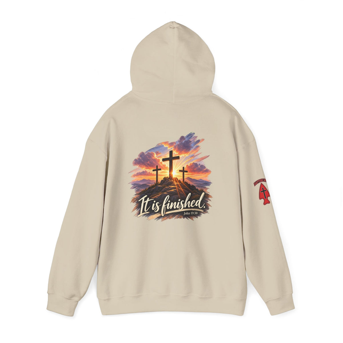 Hoodie - 'It Is Finished' Three Crosses Christian Pullover Up To 5XL