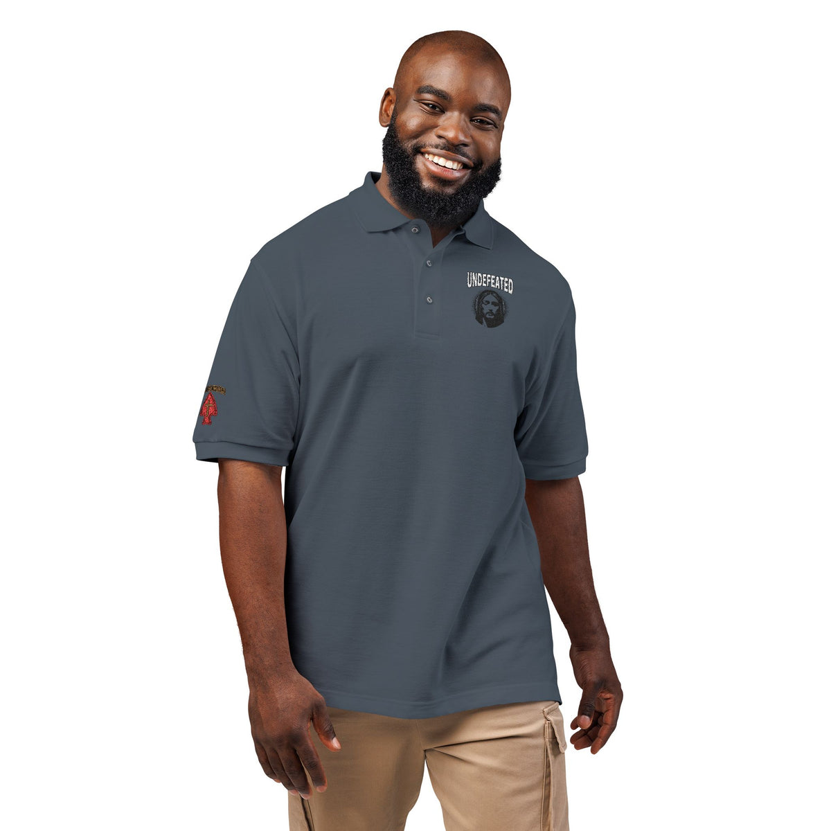 Embroidered 'Jesus' Portrait Polo — Up To 5XL