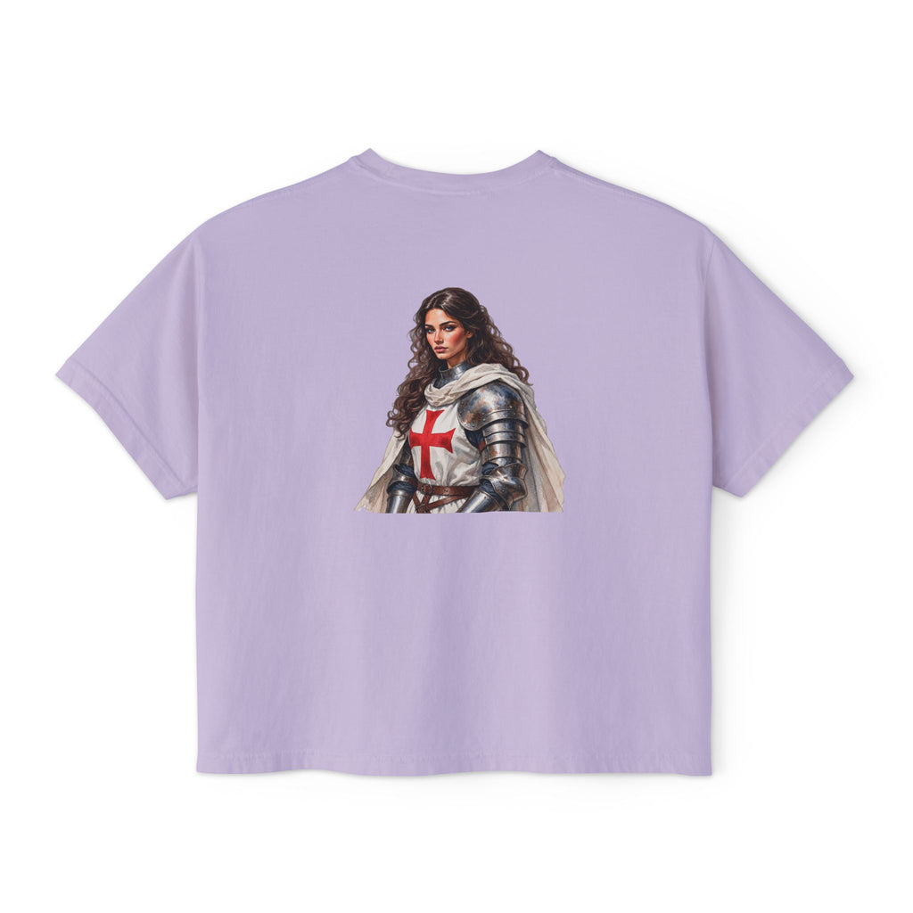 Women's Boxy Tee — Knight Armor Graphic Tee (Templar Cross)