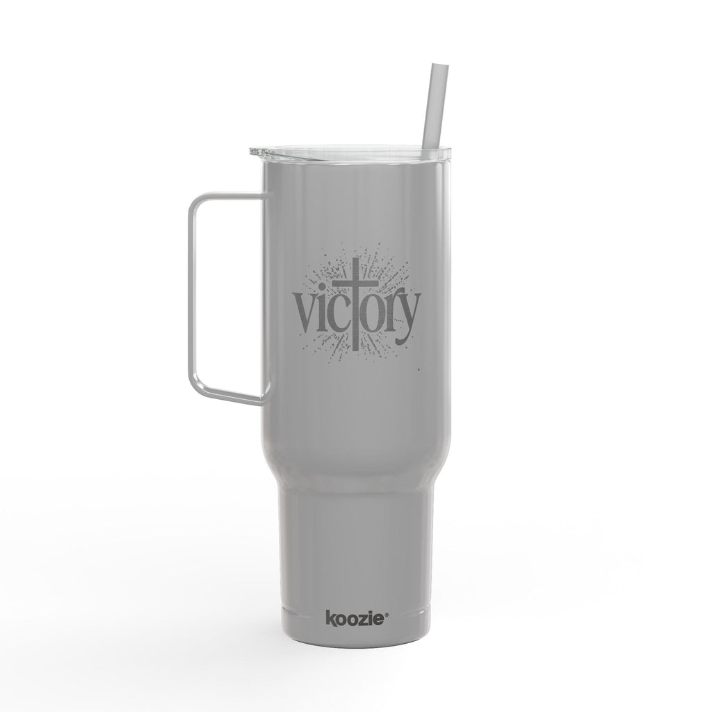 40oz Engraved Insulated Tumbler with Handle & Lid — 'Victory' Splash Design