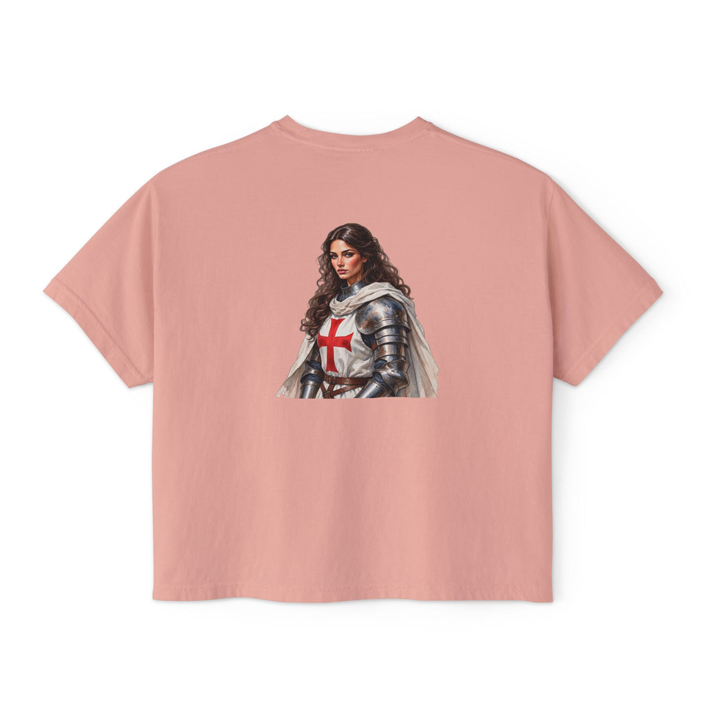 Women's Boxy Tee — Knight Armor Graphic Tee (Templar Cross)