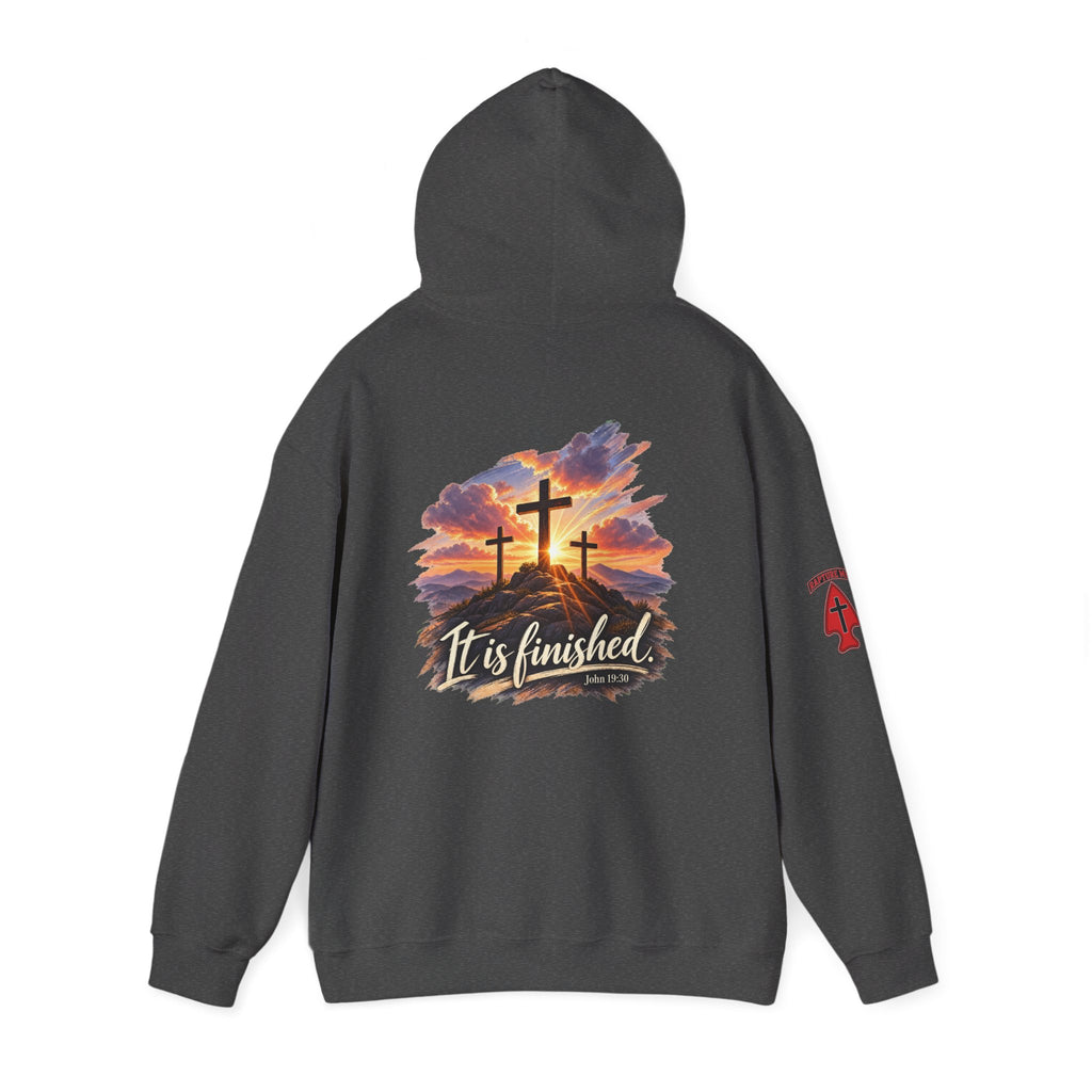 Hoodie - 'It Is Finished' Three Crosses Christian Pullover Up To 5XL