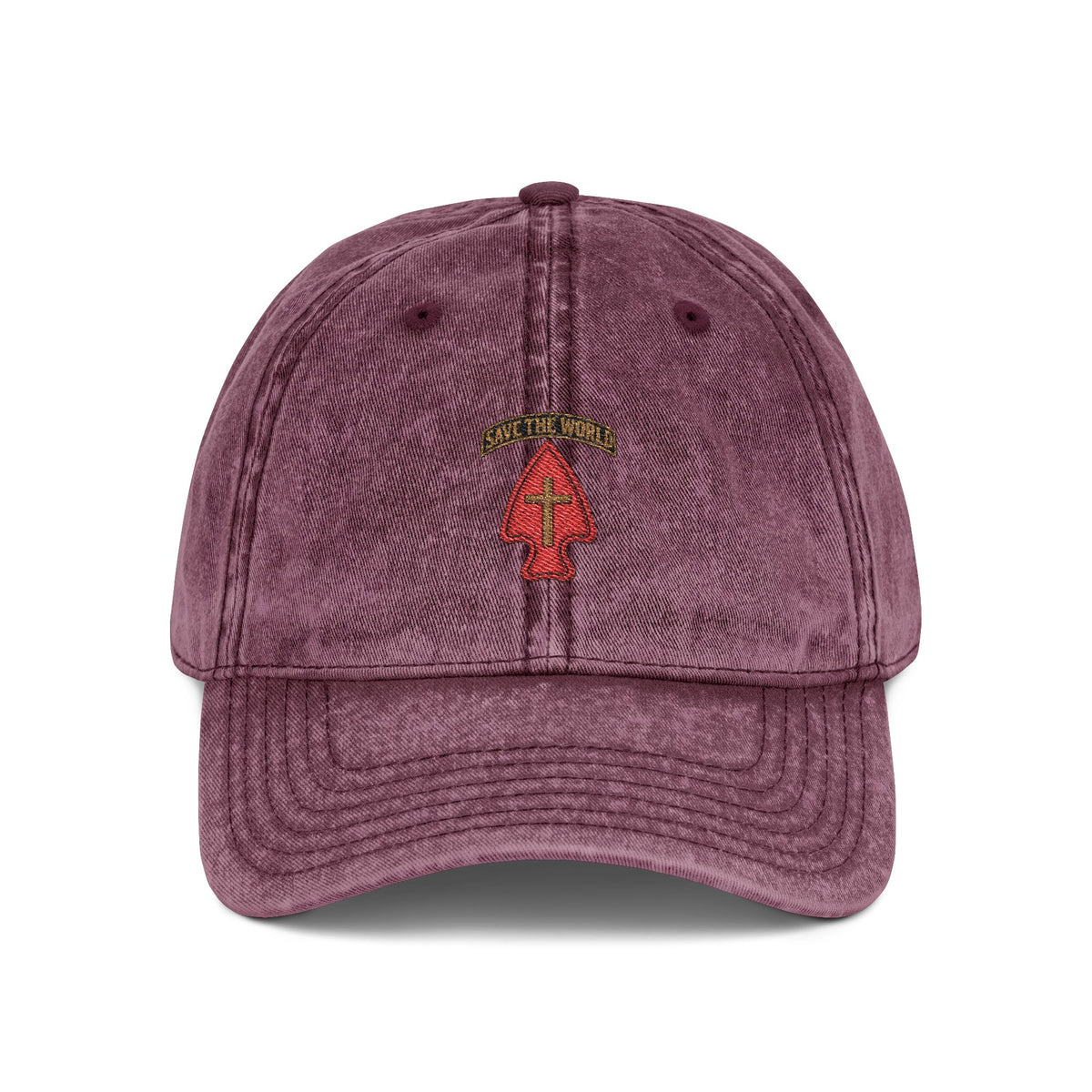 Vintage Embroidered Cap — Save the World Tab