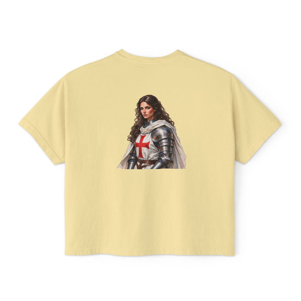 Women's Boxy Tee — Knight Armor Graphic Tee (Templar Cross)