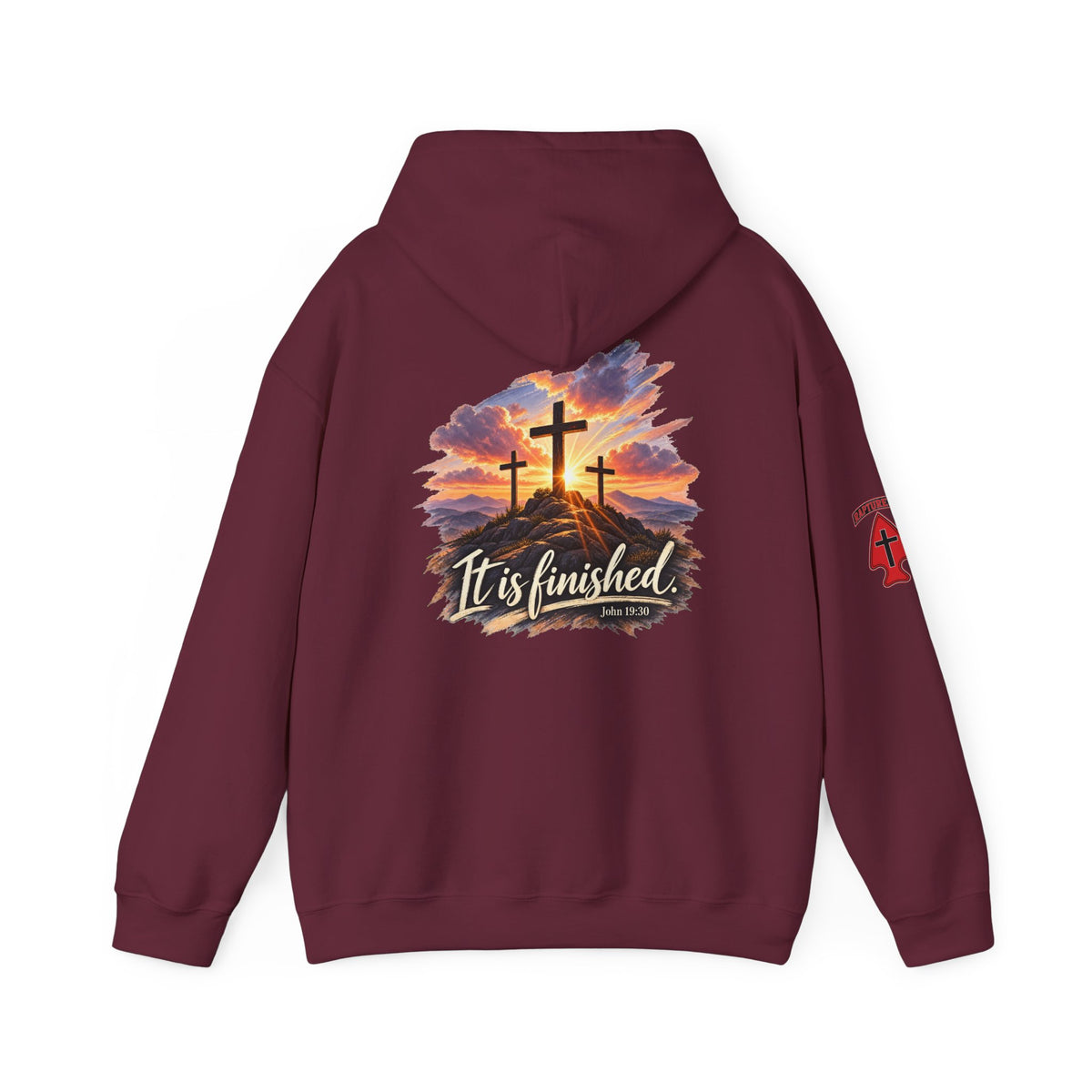 Hoodie - 'It Is Finished' Three Crosses Christian Pullover Up To 5XL