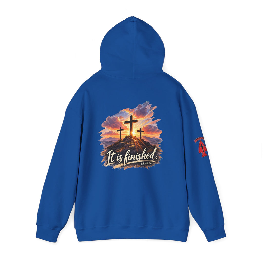 Hoodie - 'It Is Finished' Three Crosses Christian Pullover Up To 5XL