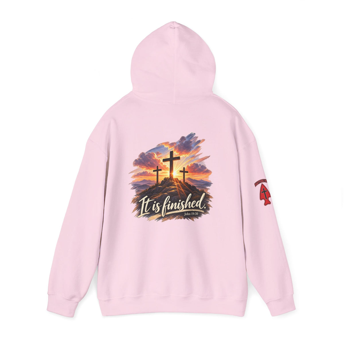 Hoodie - 'It Is Finished' Three Crosses Christian Pullover Up To 5XL