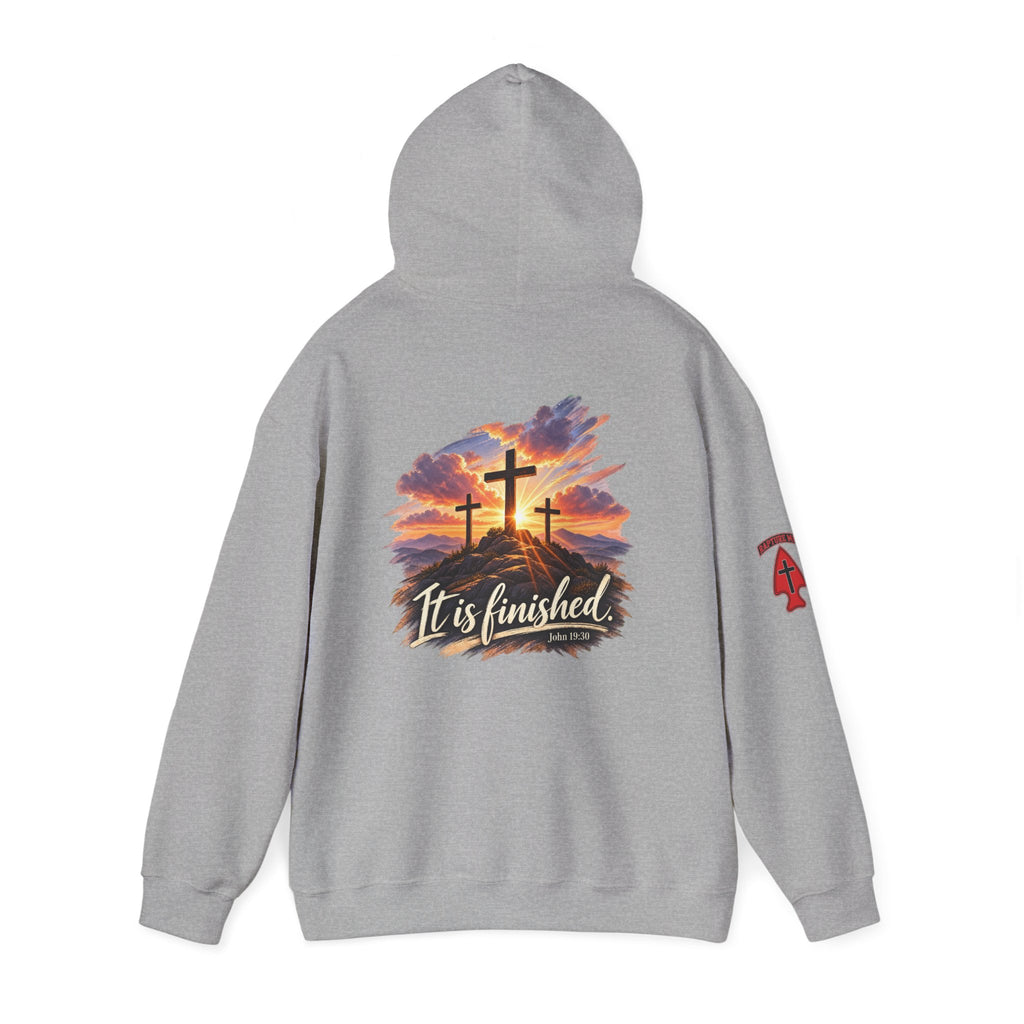 Hoodie - 'It Is Finished' Three Crosses Christian Pullover Up To 5XL