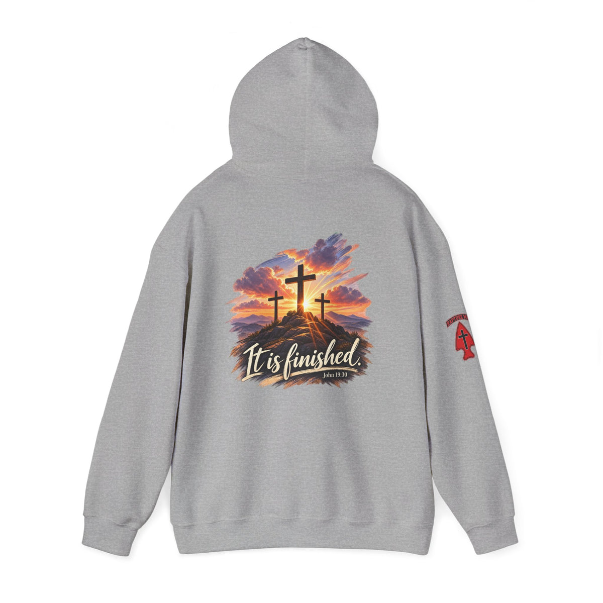 Hoodie - 'It Is Finished' Three Crosses Christian Pullover Up To 5XL