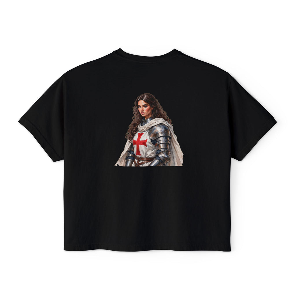 Women's Boxy Tee — Knight Armor Graphic Tee (Templar Cross)