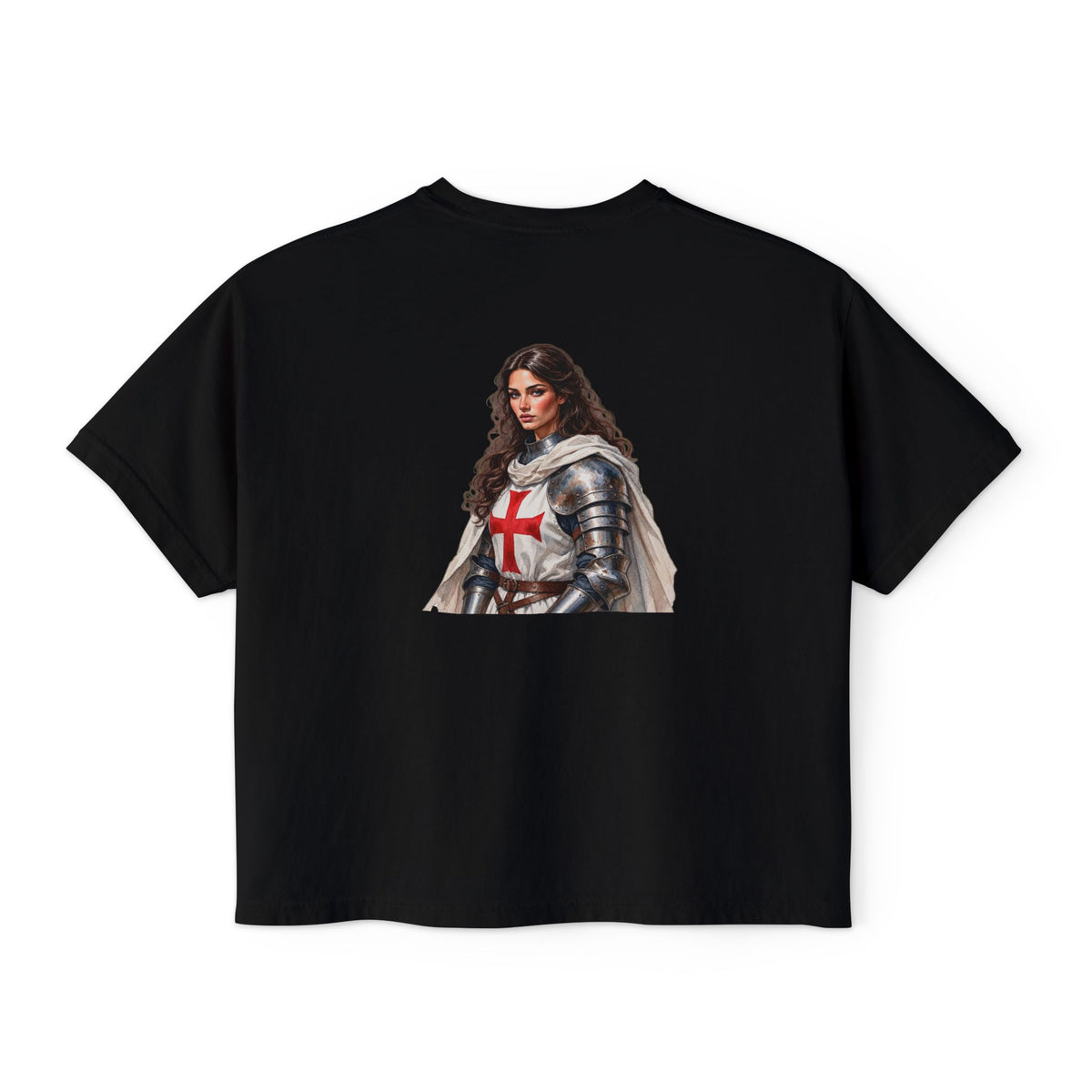 Women's Boxy Tee — Knight Armor Graphic Tee (Templar Cross)