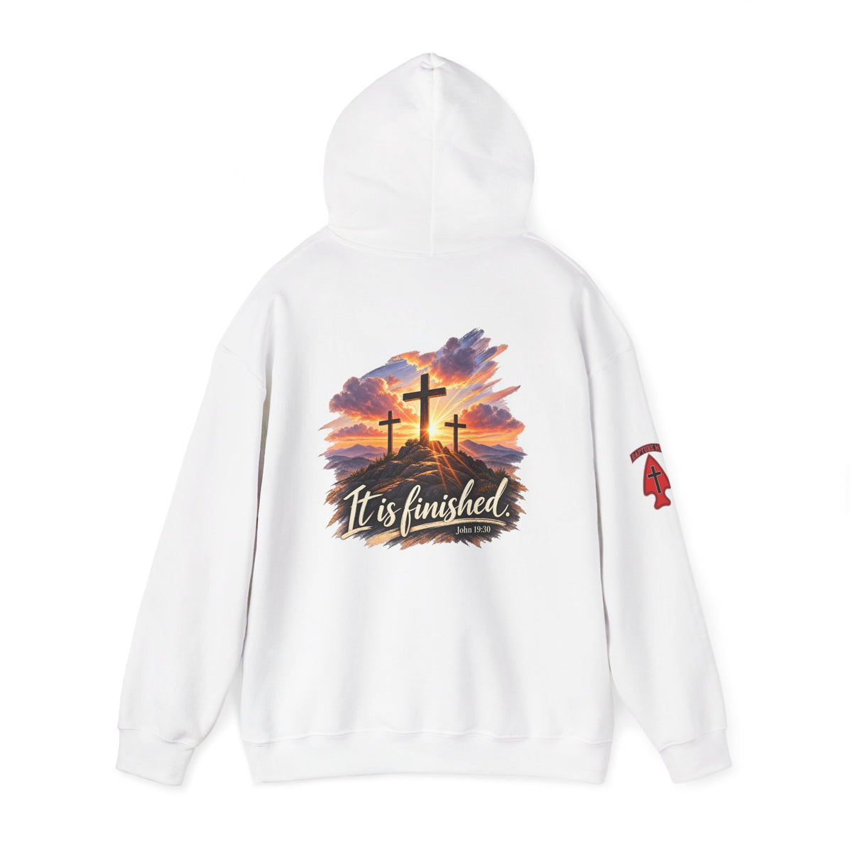 Hoodie - 'It Is Finished' Three Crosses Christian Pullover Up To 5XL