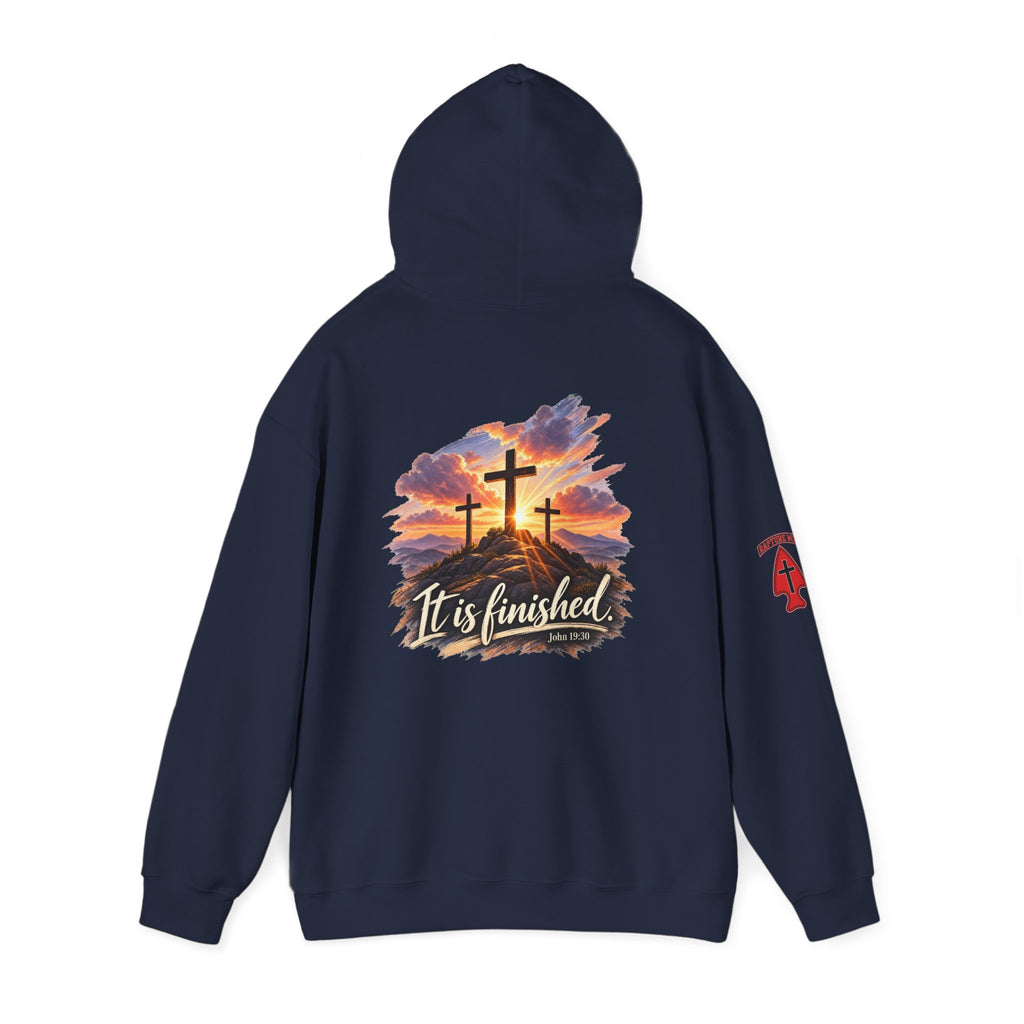 Hoodie - 'It Is Finished' Three Crosses Christian Pullover Up To 5XL