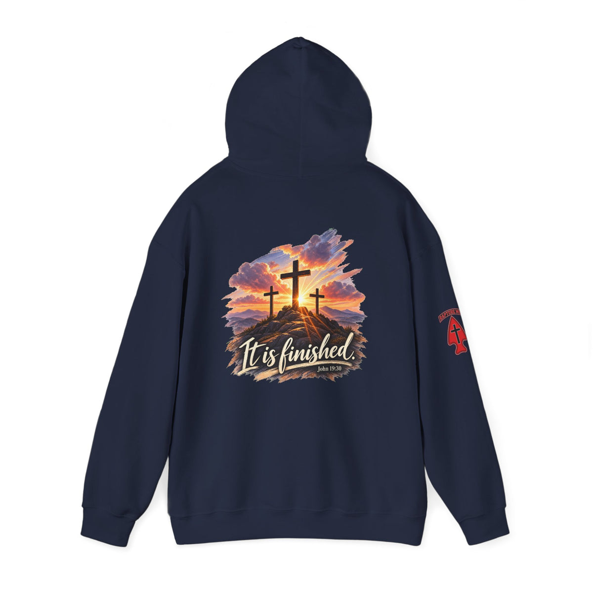 Hoodie - 'It Is Finished' Three Crosses Christian Pullover Up To 5XL