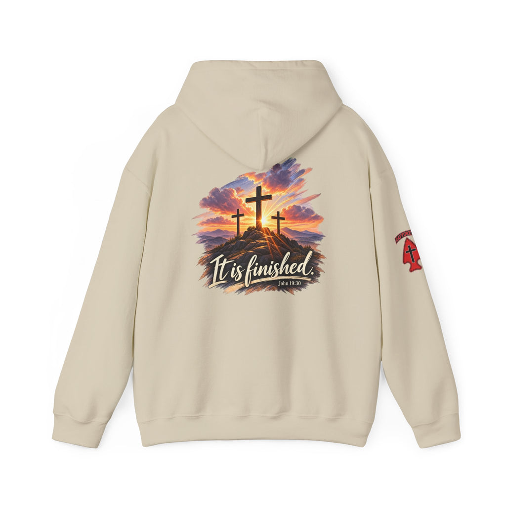 Hoodie - 'It Is Finished' Three Crosses Christian Pullover Up To 5XL