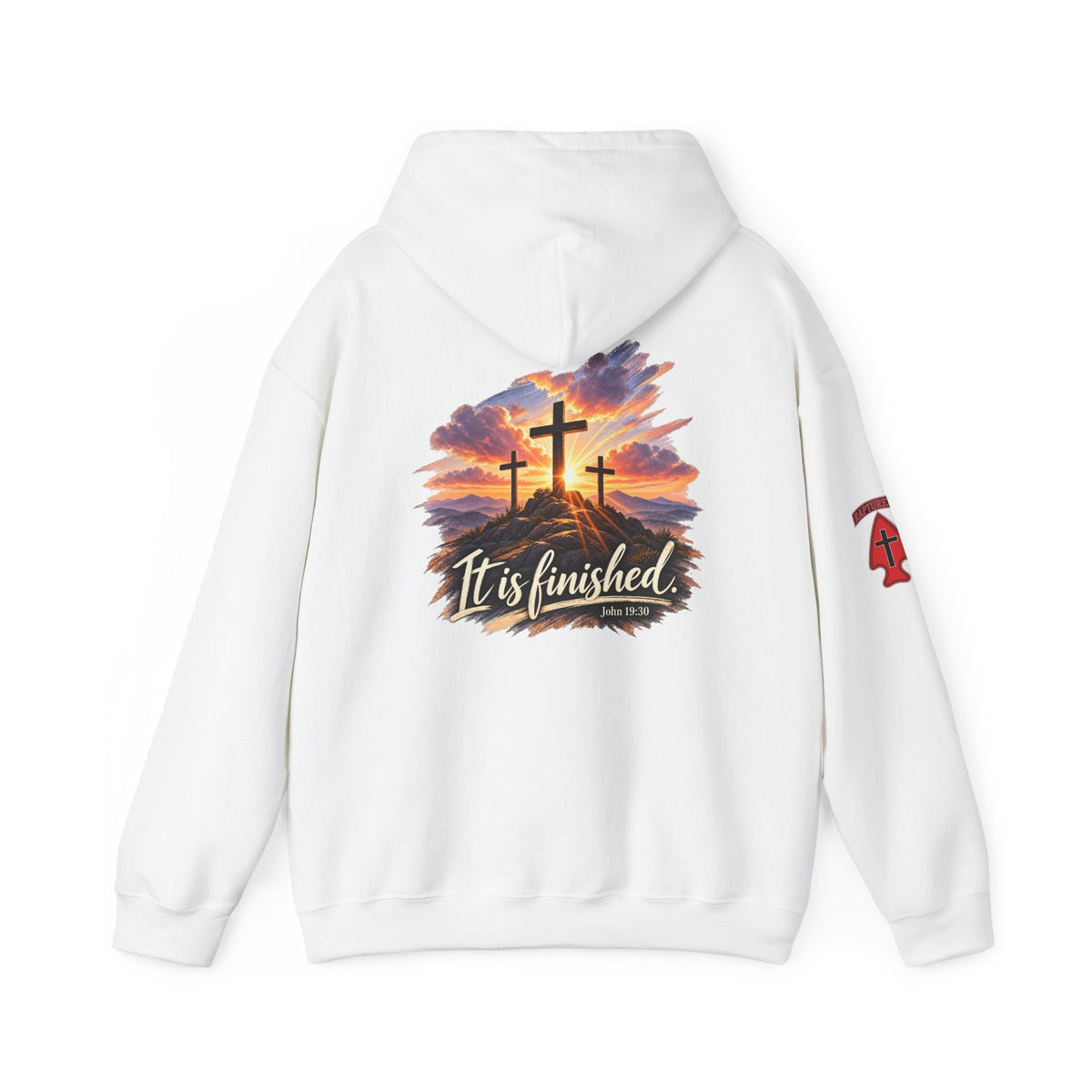 Hoodie - 'It Is Finished' Three Crosses Christian Pullover Up To 5XL