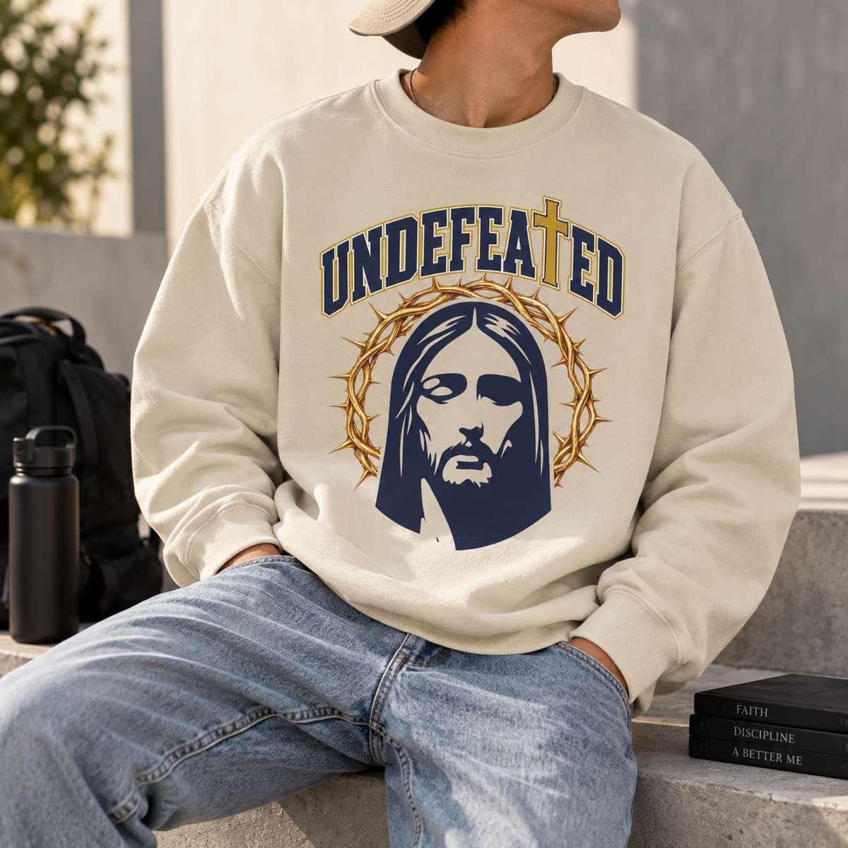 Undefeated Jesus Crewneck Sweatshirt — Up to 5XL