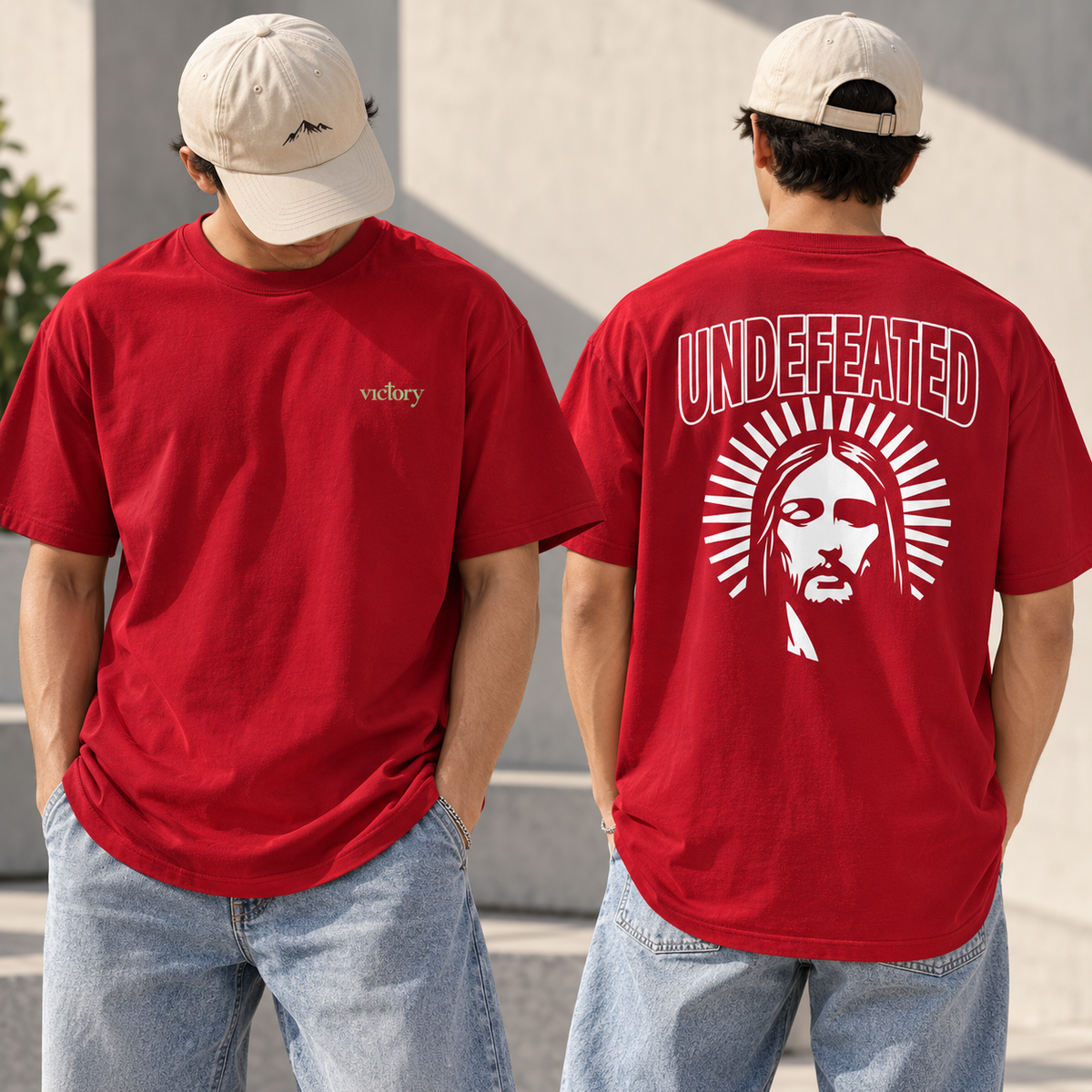 Victory/Undefeated Jesus T-Shirt — Tall, up to 4XLT